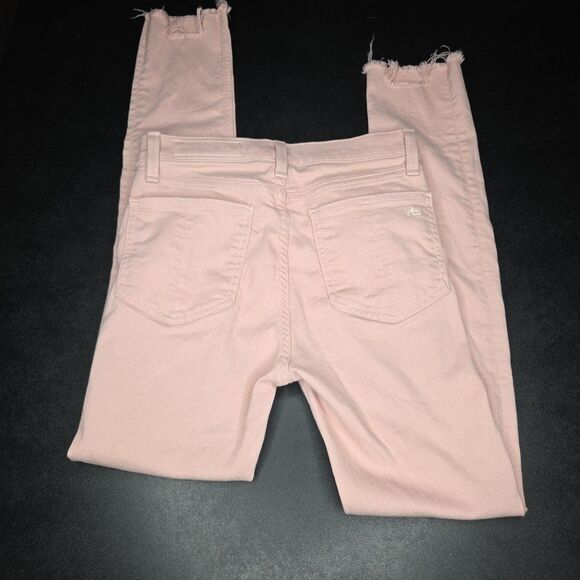 Rag & Bone Pink High-Rise Skinny Jeans Size 26 Designer Pink Denim Distressed - Picture 5 of 10